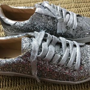 Just Fab Silver Glitter Sneakers size 9